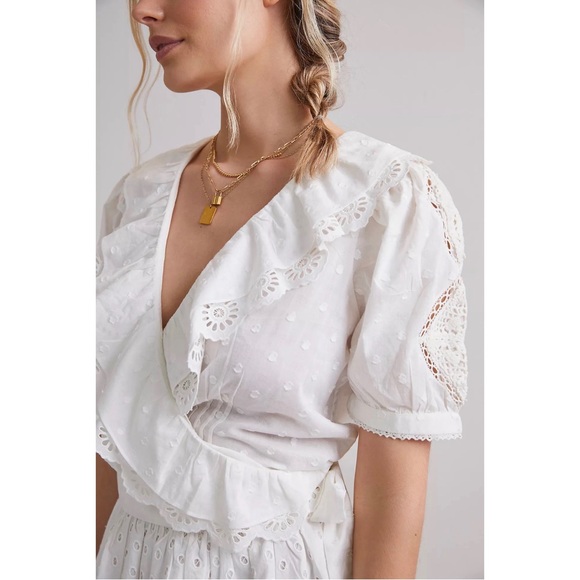 Anthropologie Lacey Ruffled Mini Skirt and Wrap Blouse Set of Two - NWT L, M - Picture 3 of 12